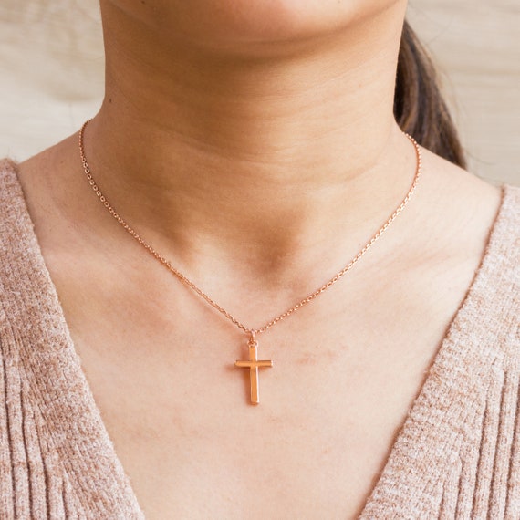 Plain Cross Necklace - Gold-Filled Pendant on 18
