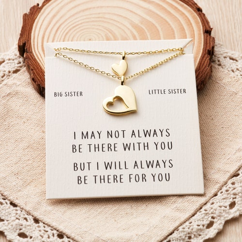 Gold Plated Big Sister Little Sister Piece of My Heart Necklace Set by Philip Jones