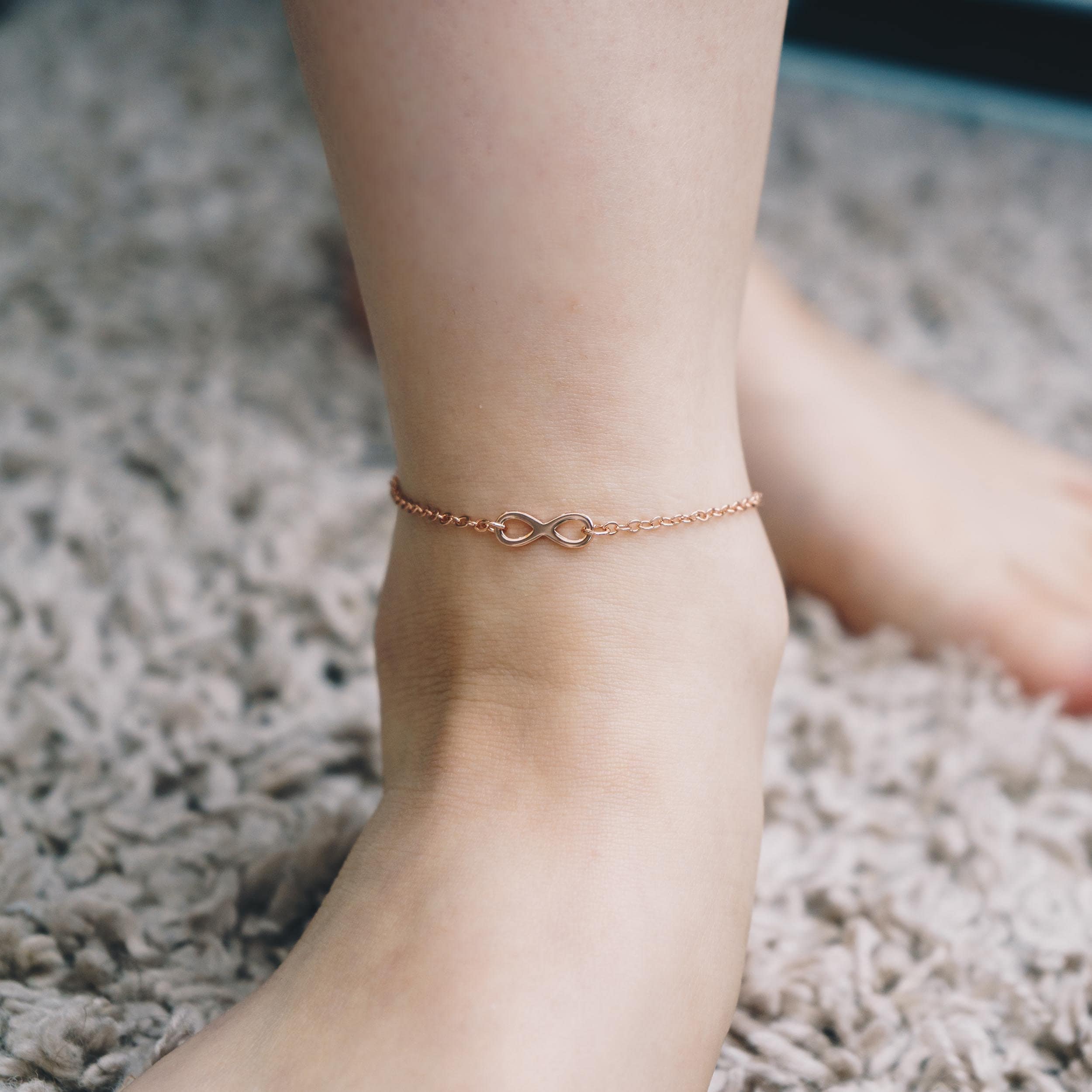 Rose gold infinity anklet discount