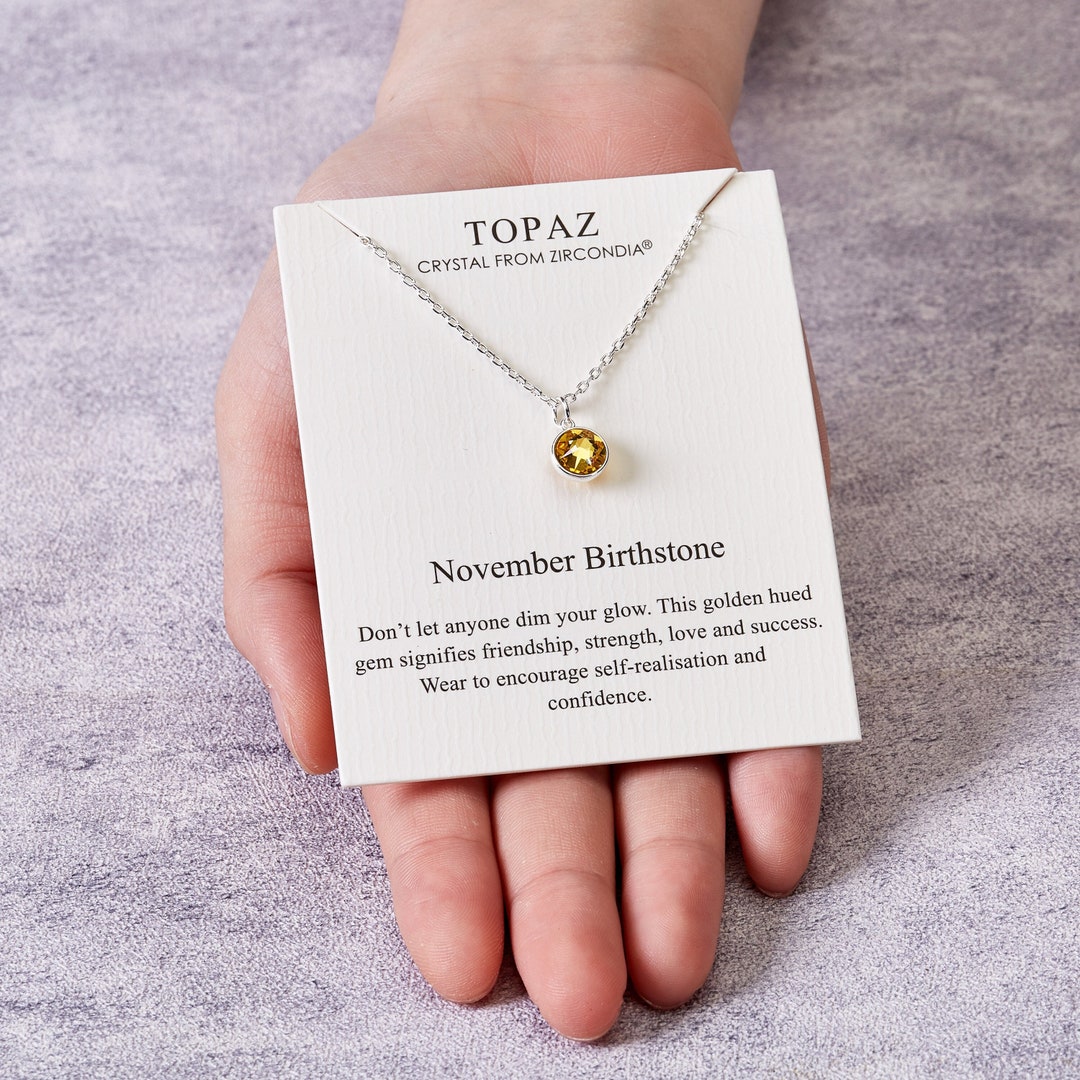 November topaz Birthstone Necklace Created With Zircondia Crystals by Philip Jones Etsy Australia