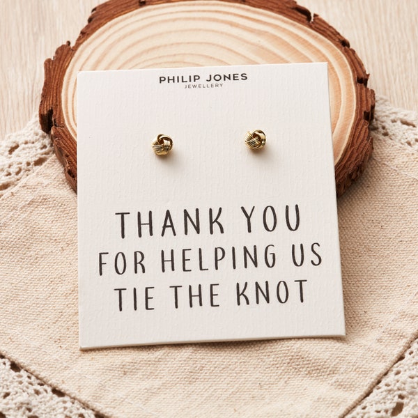 Gold Plated Thank You for Helping us Tie The Knot Earrings (Pair) with Quote Card by Philip Jones