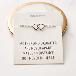 Sterling Silver Mother and Daughter Quote Heart Link Bracelet by Philip Jones