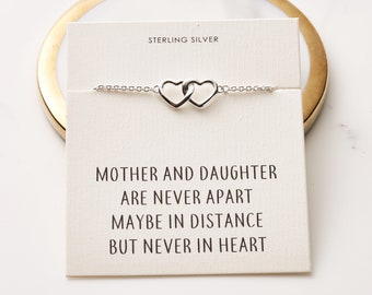 Sterling Silver Mother and Daughter Quote Heart Link Bracelet by Philip Jones