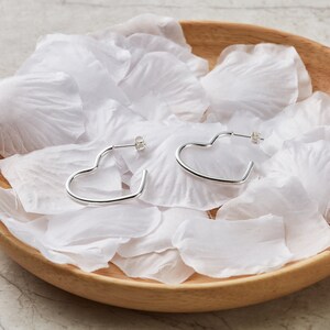 Silver Plated Heart Hoop Earrings Pair by Philip Jones image 5
