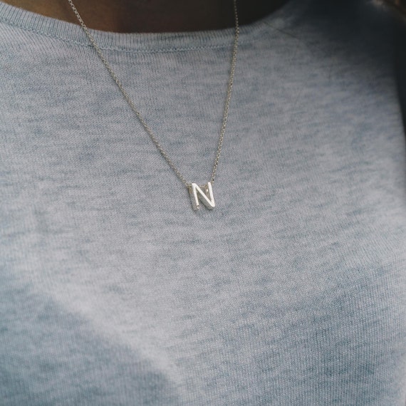 Initial Necklace Letter N Created With 