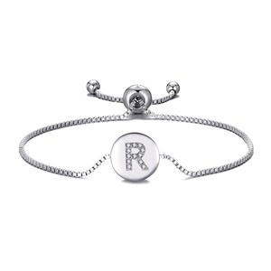 Collana Iniziale Pave Lettera 'R' Philip Jones Con Cristalli Zirconia - Placcata Argento