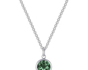 May emerald Initial Birthstone Necklace 