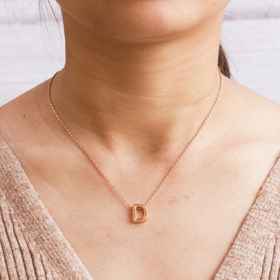 Rose Gold Plated Initial Necklace 