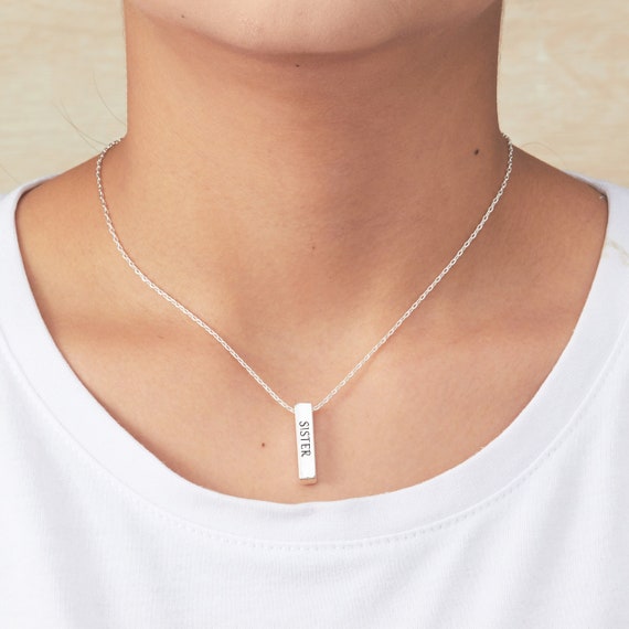Silver Plated Sister Bar Necklace by Philip Jones Etsy Australia