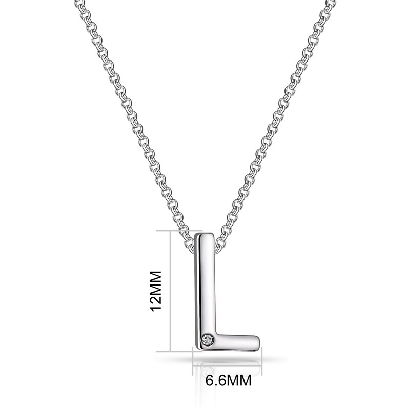 Collana Iniziale Philip Jones Lettera L Con Cristalli Zircondia, Placcata Argento, Ipoallergenica