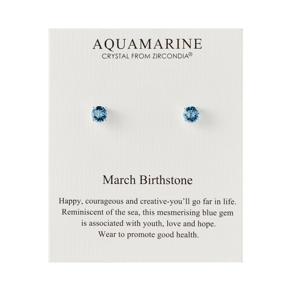 March (Aquamarine) Birthstone Earrings (Pair) Created with Zircondia® Crystals by Philip Jones