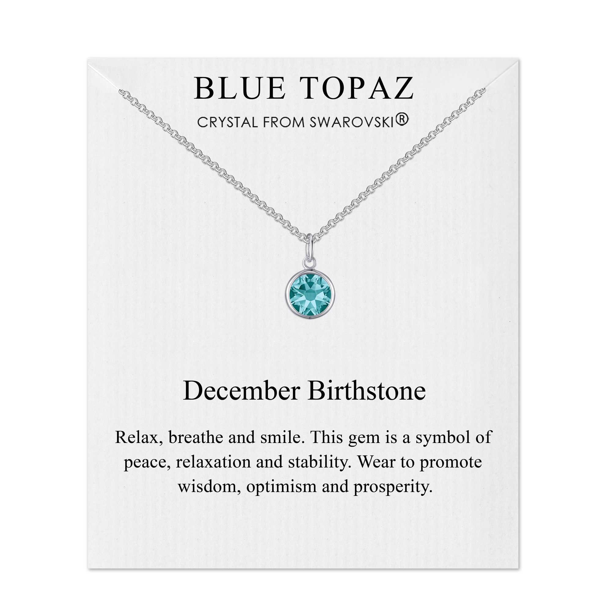 December blue Topaz Birthstone Necklace 