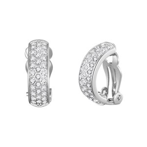 Silver Plated Pave Clip On Earrings Pair Created with Zircondia® Crystals by Philip Jones image 2