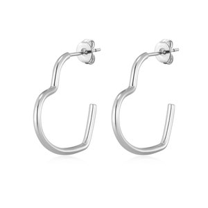 Silver Plated Heart Hoop Earrings Pair by Philip Jones image 2