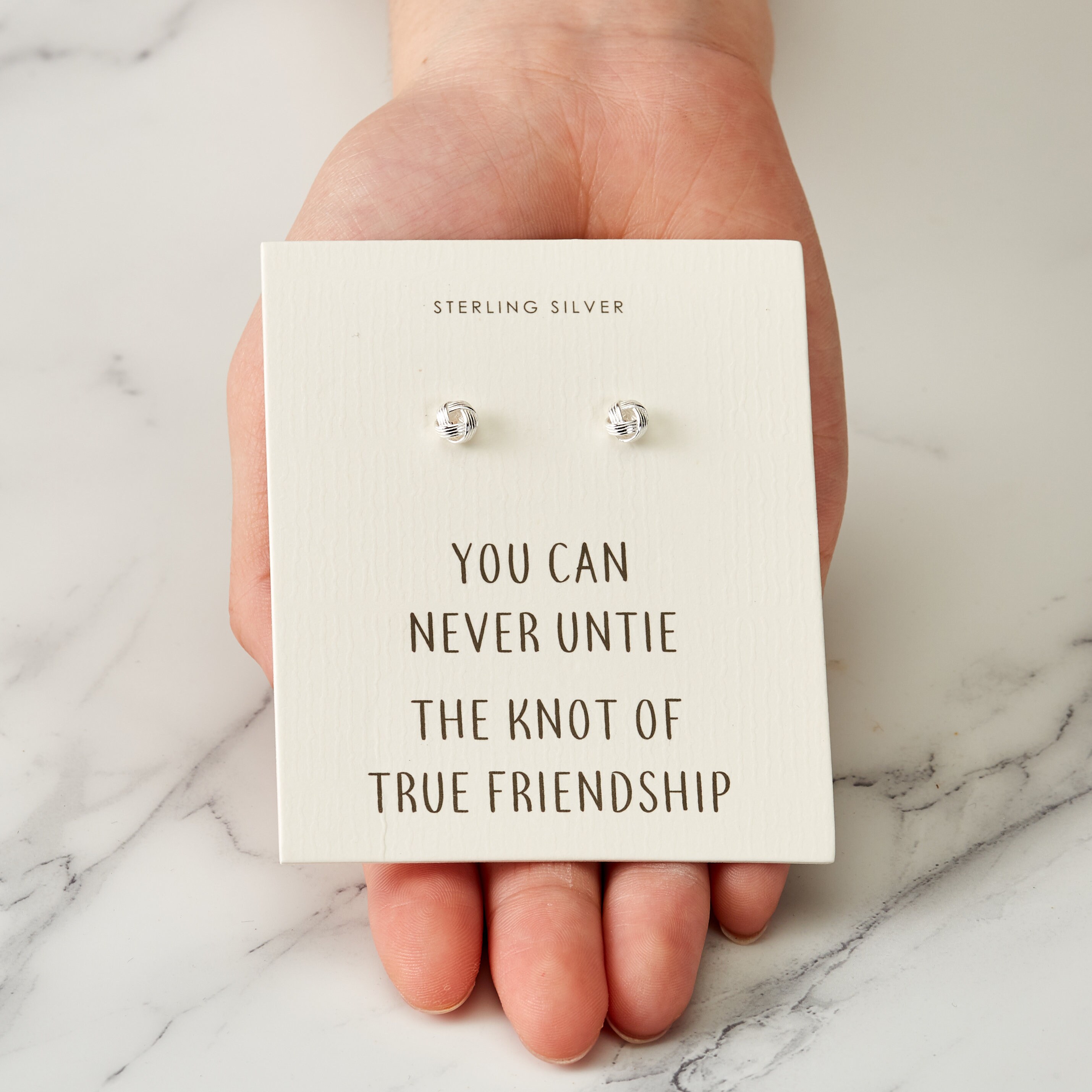 Sterling Silver Friendship Quote Knot Earrings pair by Philip