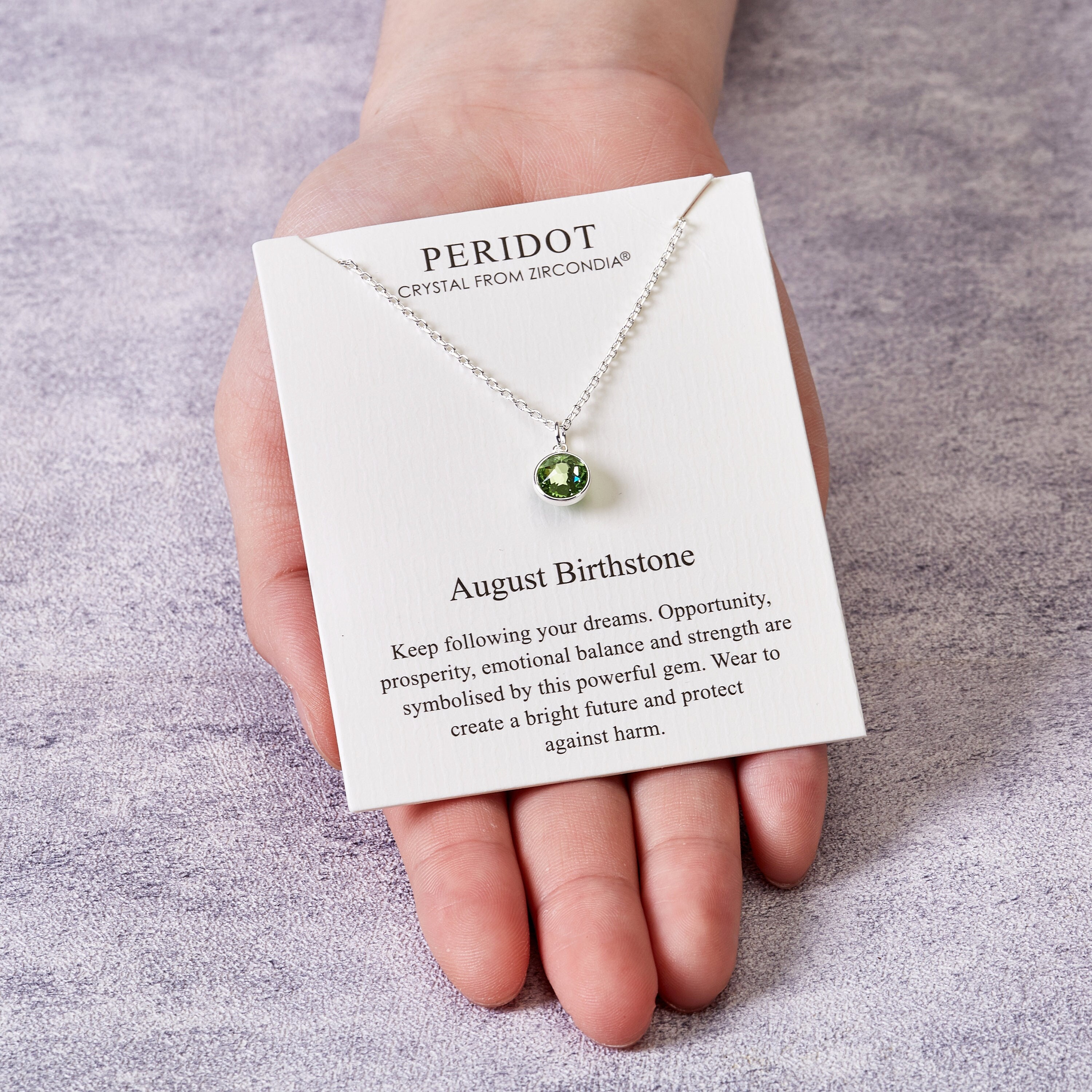 August peridot Birthstone Necklace Created With Zircondia®