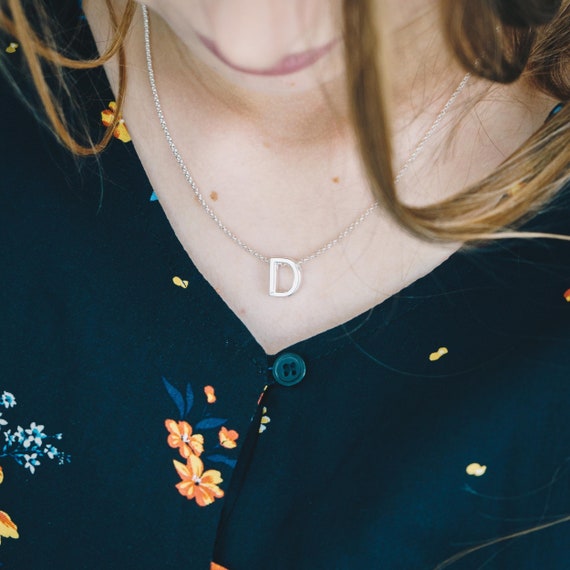 Initial Necklace Letter D Created With 