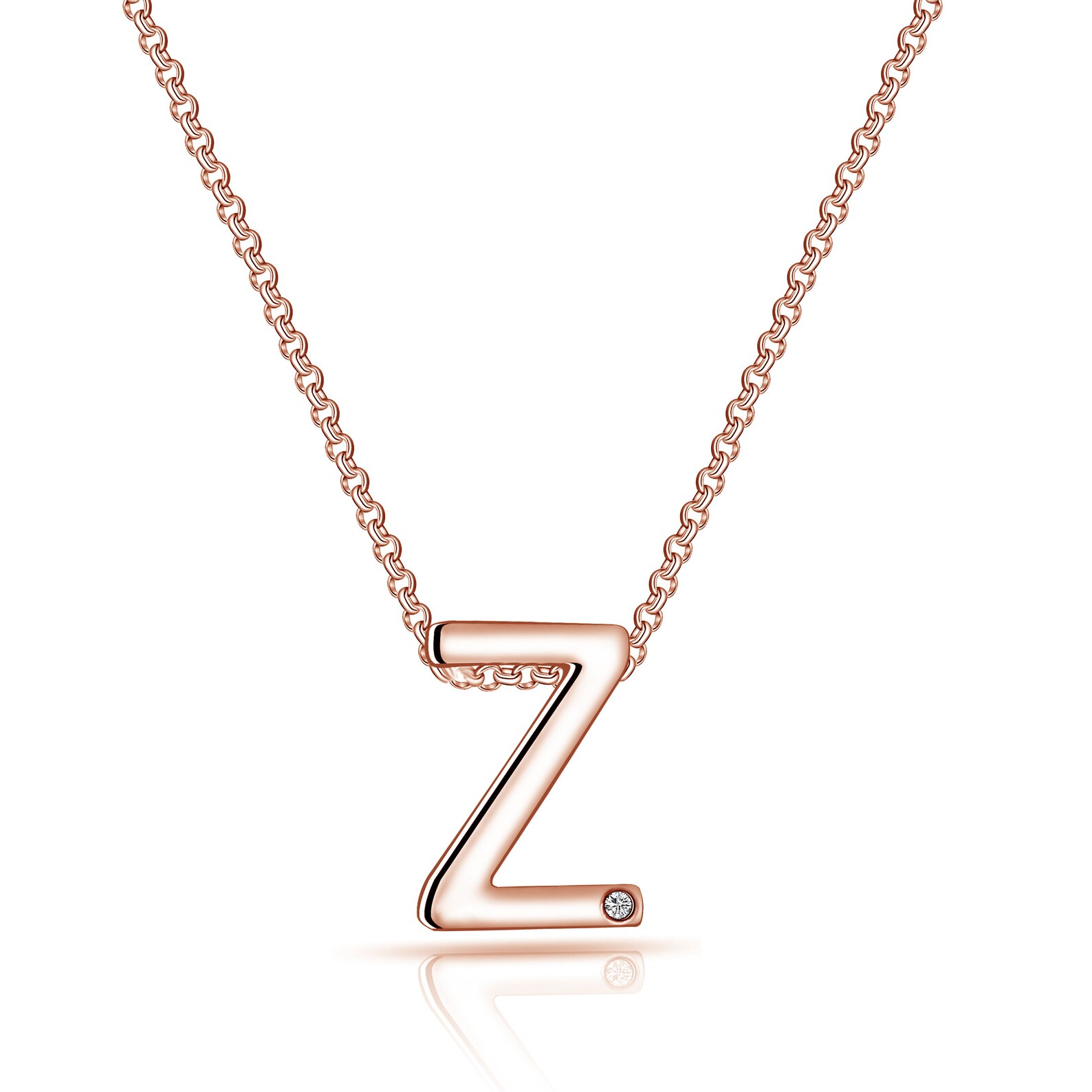 Rose Gold Initial Necklace Letter Z Created with Swarovski® Etsy