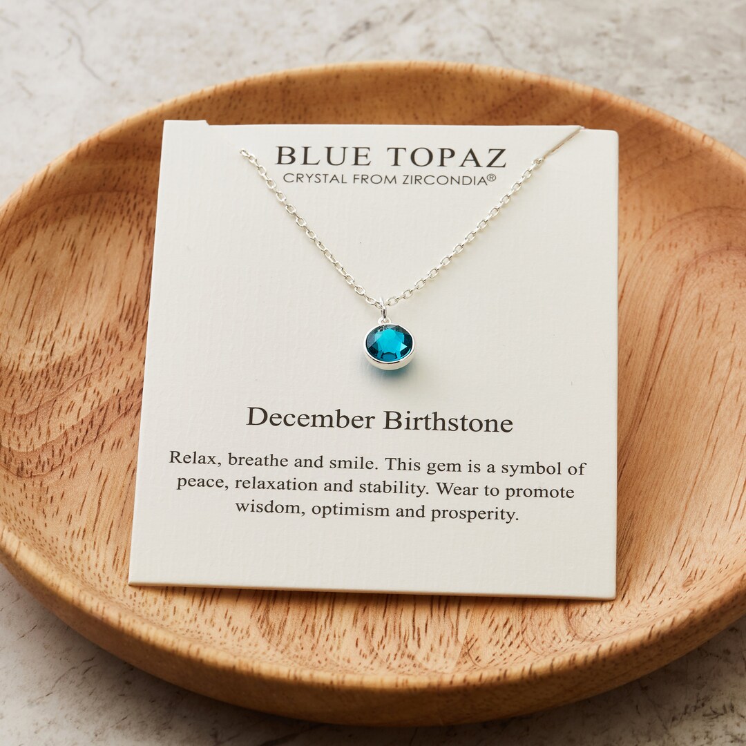 December Blue Topaz Birthstone Necklace Created with Etsy 日本