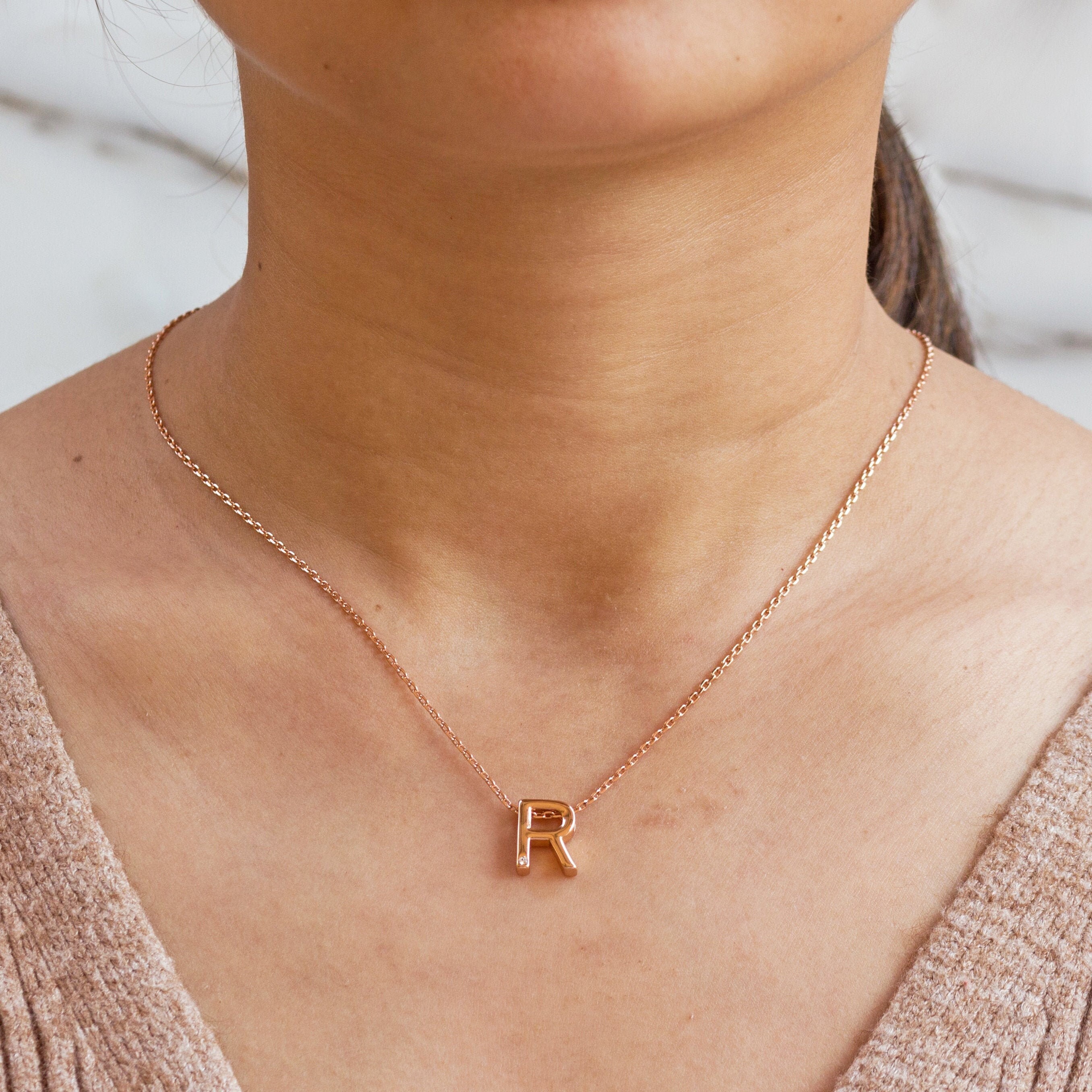 Buy Estele Valentine Gift - Gold Plated Initial R Letter Pendant for Women  online