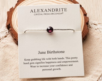 June (Alexandrite) Birthstone Bracelet Created with Zircondia® Crystals by Philip Jones