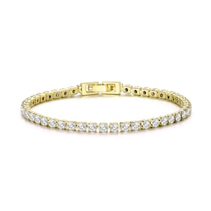 Gold Plated 3mm Tennis Bracelet Created with Zircondia® Crystals by Philip Jones image 2