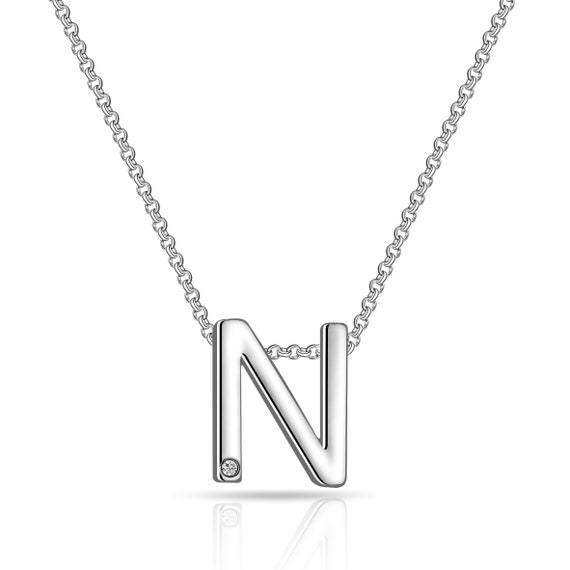 Initial Necklace Letter N Created With 