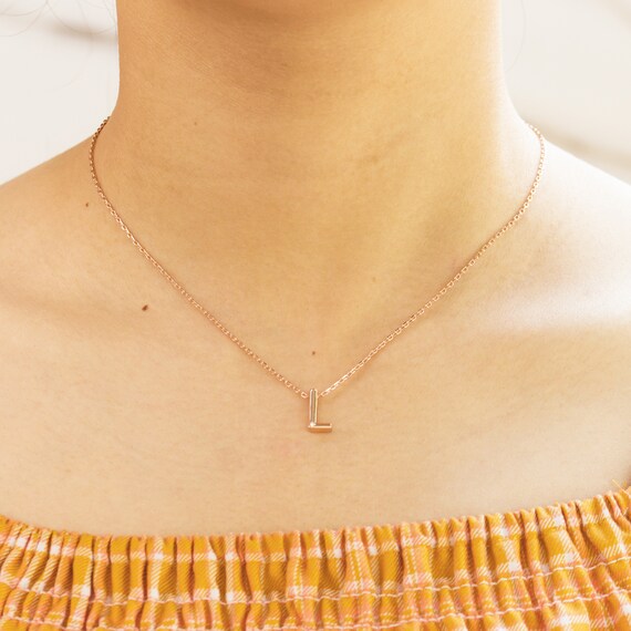 Rose Gold Plated Initial Necklace 