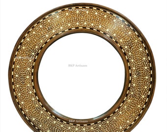 Inlaid Round Frame|Inlaid Mirror Frame| India Antique Frame|Bone Inlay Frame|Inlaid Frame|Mirror Inlay