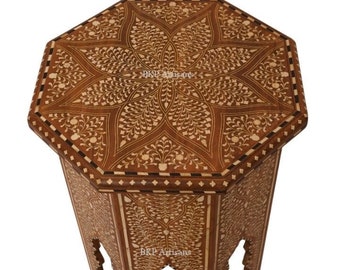 Inlaid Coffee Table| Teak-wood| Fixed| Non-collapsible | Bone Inlay | Coffee Table in Bone Inlay