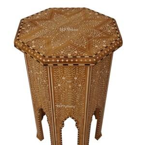 Eingelegter Couchtisch | Teakholz| Fest| Nicht zusammenklappbar | Knochen-Inlay | Couchtisch im Beindesign