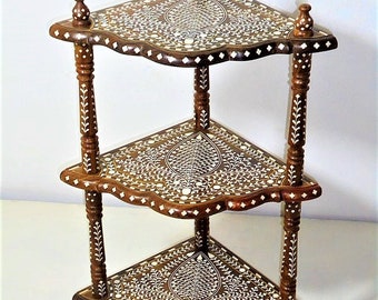 3 Tier |Inlay Table|Bone Inlay|Bone Inlaid  corner Table |Indian Furniture|