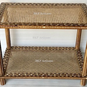 Two tier Inlay Table| Rattan Cane Inlaid Table| Bone Inlay | India Furniture | Bone Inlay