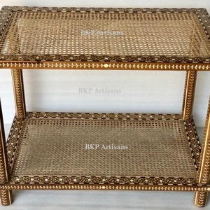 Two tier Inlay Table| Rattan Cane Inlaid Table| Bone Inlay | India Furniture | Bone Inlay