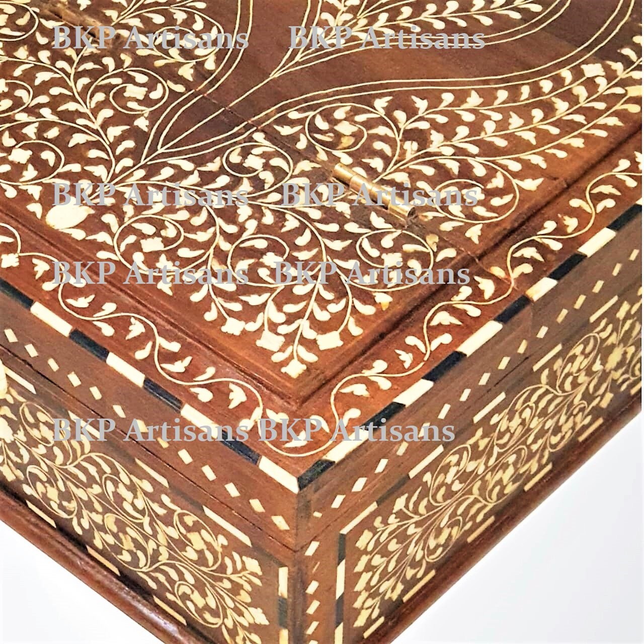 Large Bone Inlay Storage Box Bone Inlay |jewelry Box |storage Box|removable Section|mirror (antique ...