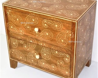 Inlay Bedside Table|Inlaid Bed sideTable| Teak wood| Bestseller|Limited Edition