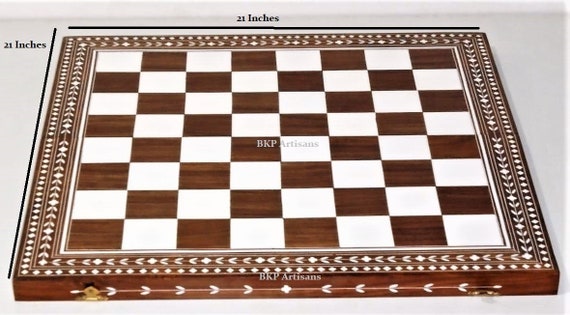 12 Chess Board Table Elephant Hand Carved Inlaid Work Square Rosewood  Foldable