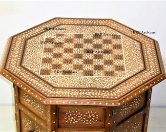 24 Inch Hand-crafted Inlaid Wood Chess Board Game Table |Free Staunton chess set|Free book by Bobby Fischer or The Queen's Gambit|