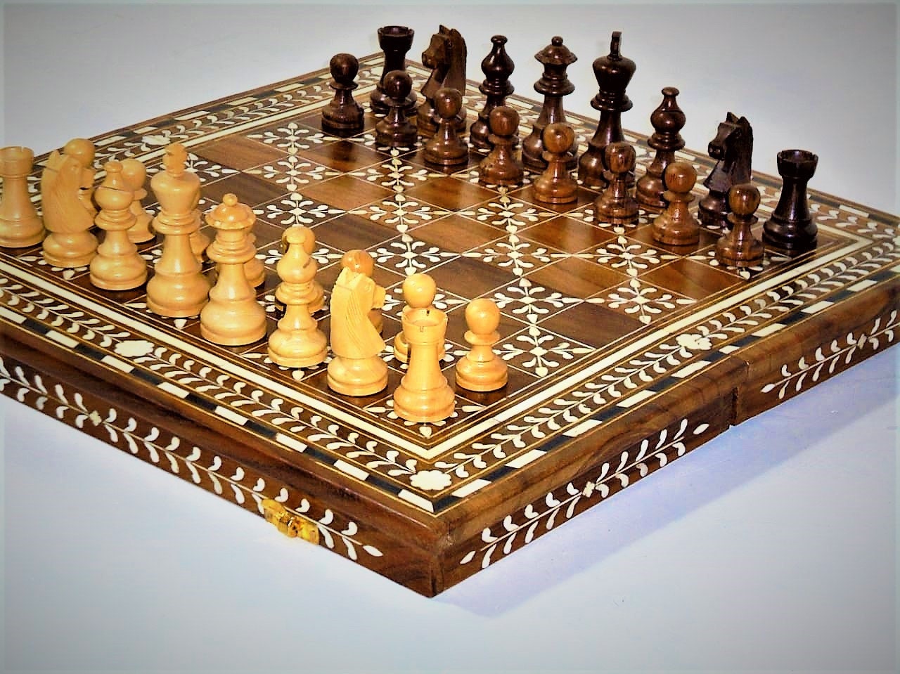 The Heritage Foldable handcrafted Chess Board , Sheesham wood with Rare  Inlay workmanship