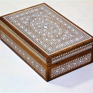 12 x 8 x 4 Inlay Schmuckschatulle (Antik Finish)|Antike Schmuckschatulle