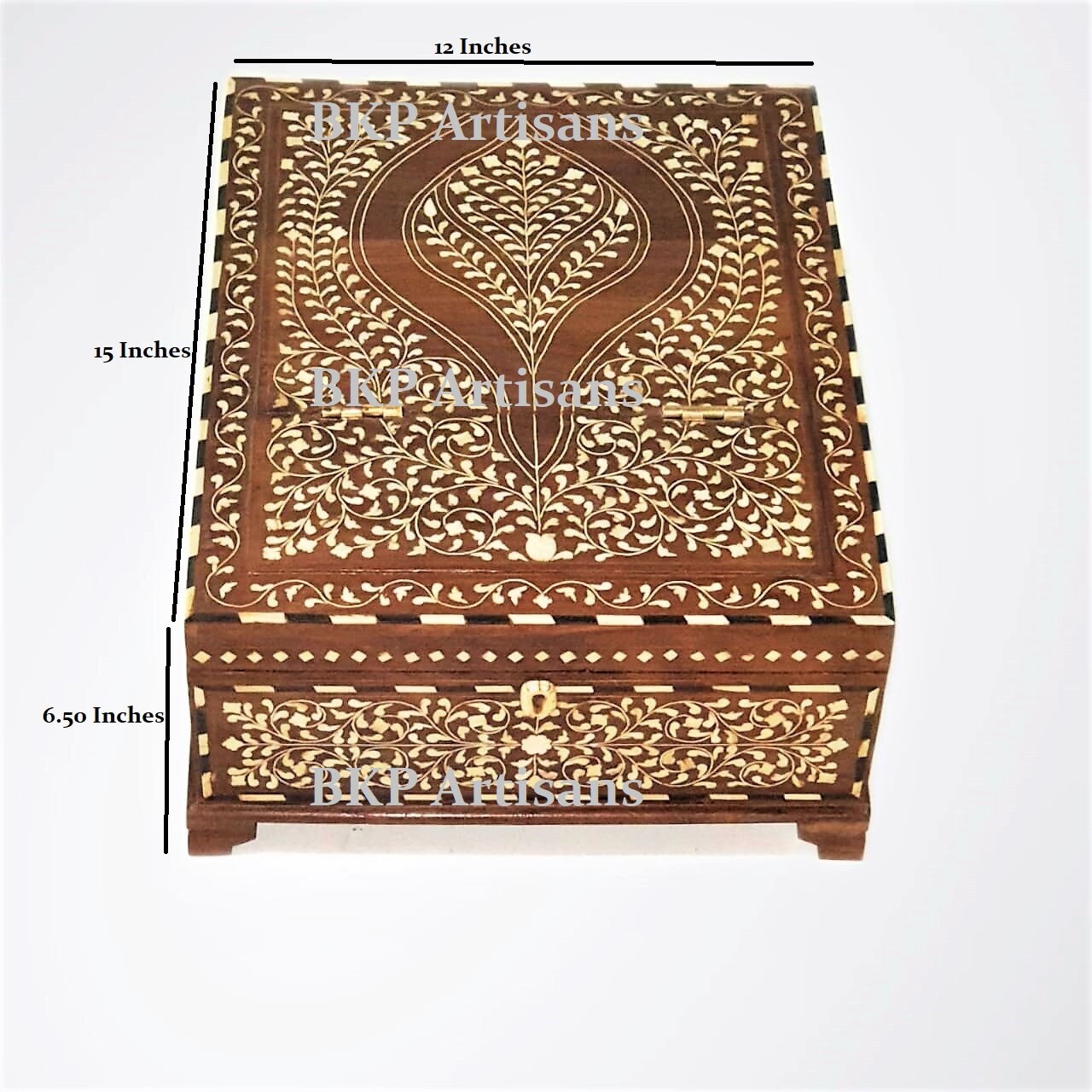Large Bone Inlay Storage Box Bone Inlay |jewelry Box |storage Box|removable Section|mirror (antique ...