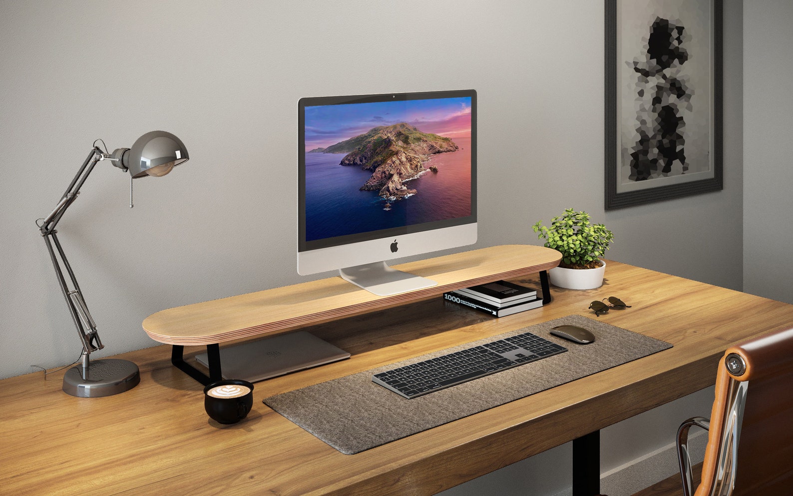 Monitor Stand Oak Extra Wide for iMac Computer Thunderbolt Etsy