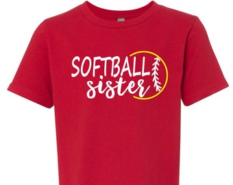 Youth Softball Sister T-Shirt | Softball Sister Shirt | Softball Sister Tee | Softball Biggest Fan| Softball Little Sister Shirt