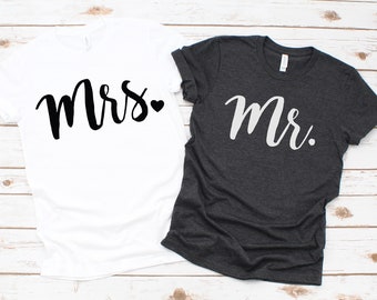 Mr. and Mrs. T-shirt Set | Couples T Shirts | Husband and Wife Shirts | Bride Tee | Groom Tee | Bride and Groom T Shirts | Wedding T Shirt