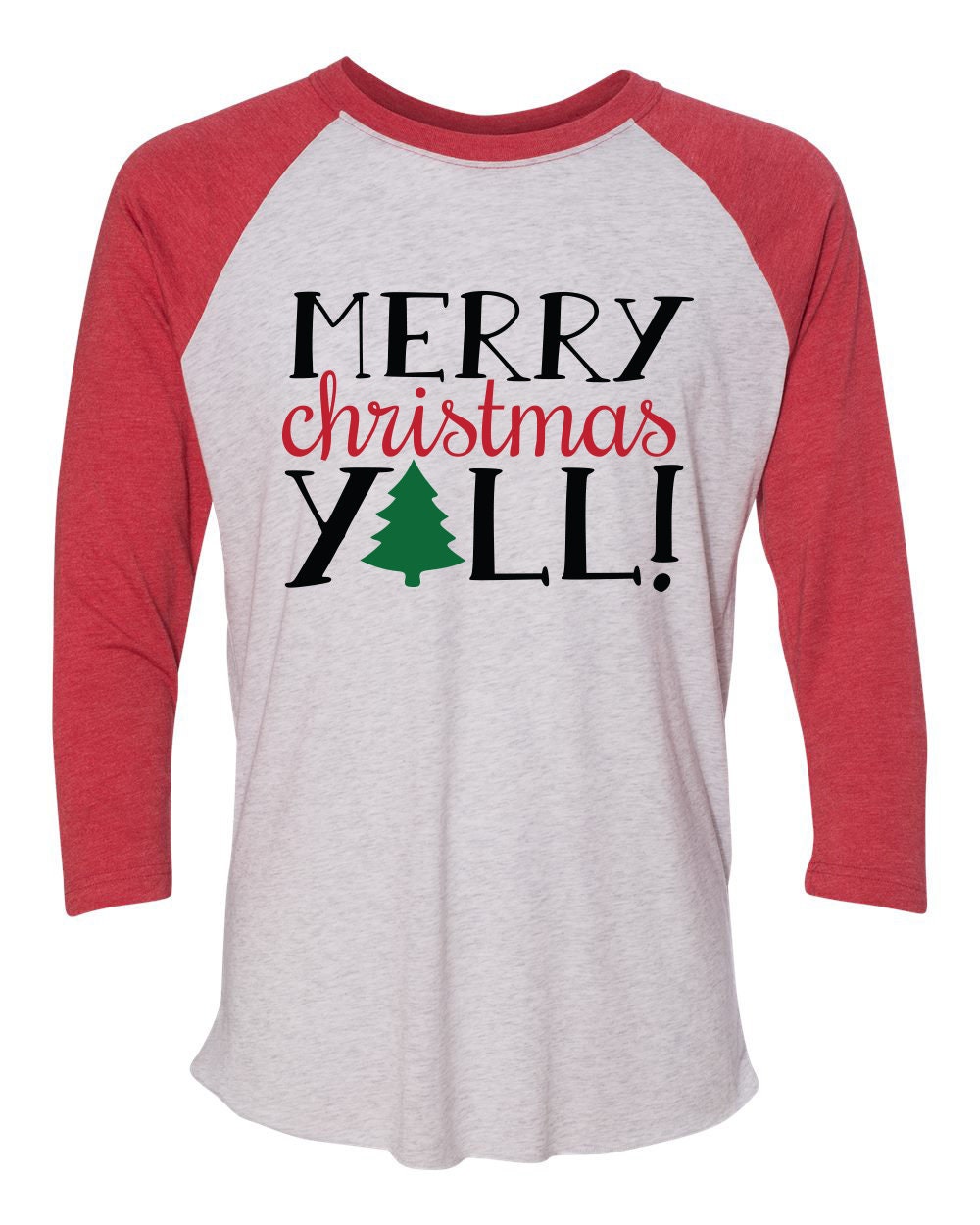 Merry Christmas Yall Raglan Unisex Shirt Southern Christmas