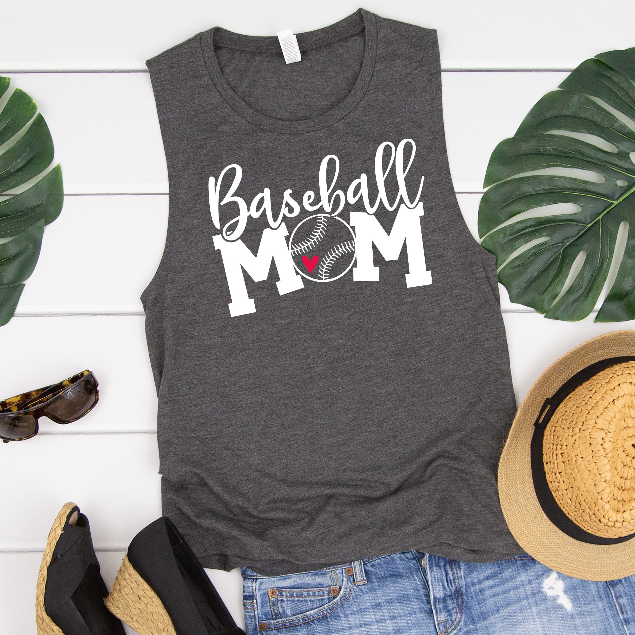 Baseball Mom Sleeveless Tank Top Saying T shirt Graphic Tees