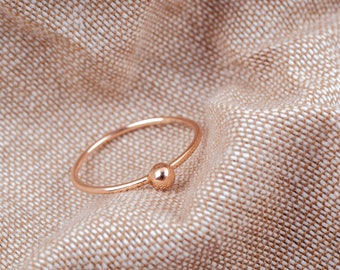 Simple Gold Band Ring, Dainty Gold Silver Ring, Everyday Wear Stacking Ring, Single Ball Gold Ring, Gift for Her, Minimalist, Stackable Ring