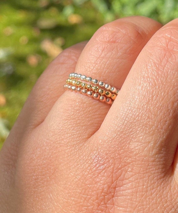 Stackable Bead Band Ring Sterling Silver Stackable Bead Band Ring Sterling Silver