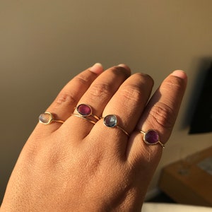 Rose Cut 18k Gold Vermeil Rings, Amethyst gold ring, Labradorite gold ring, Minimalist, gift for her, on sale rings, organic gemstone rings image 6