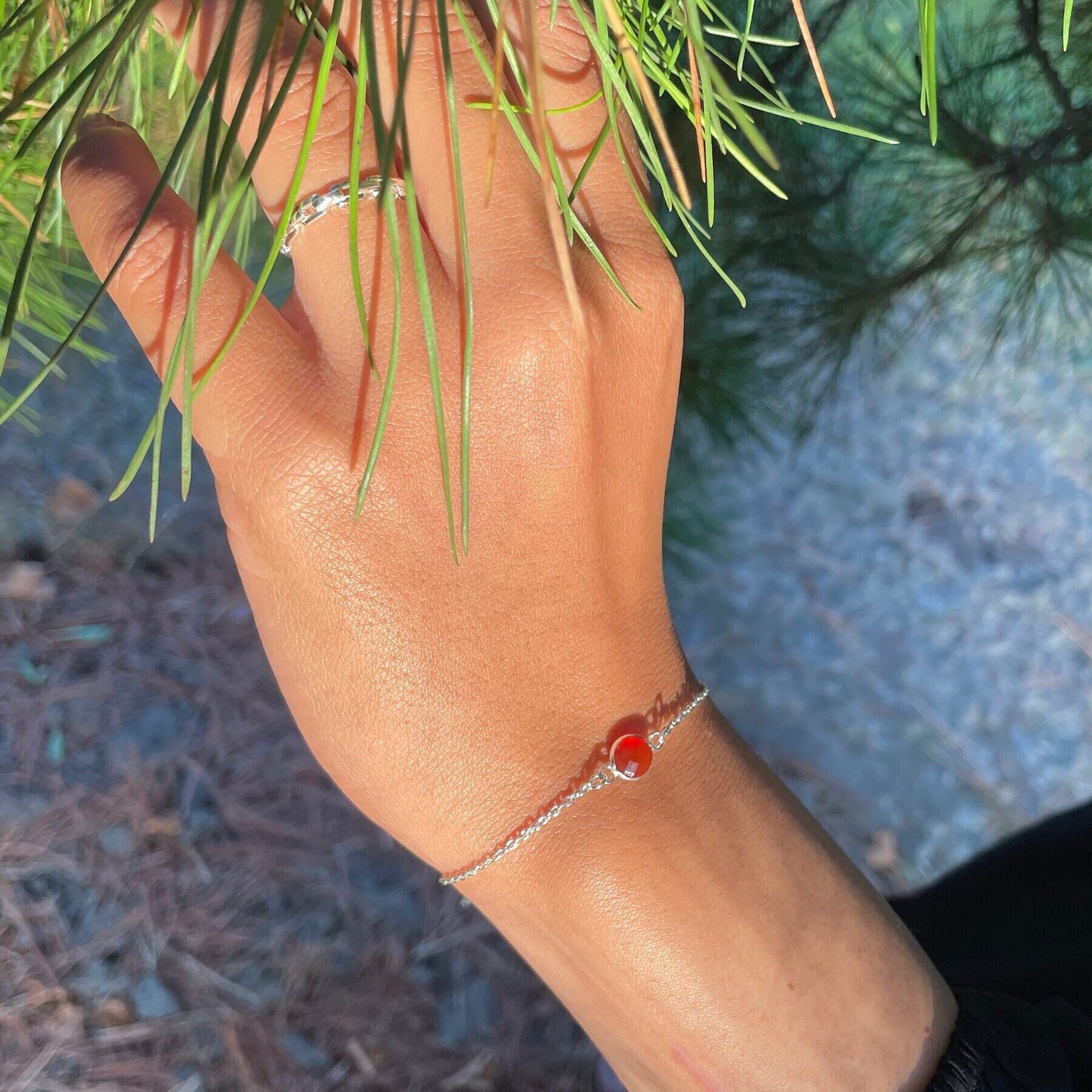 Dainty Gemstone Bracelet, Rose Cut Gemstone Bracelet, Gift